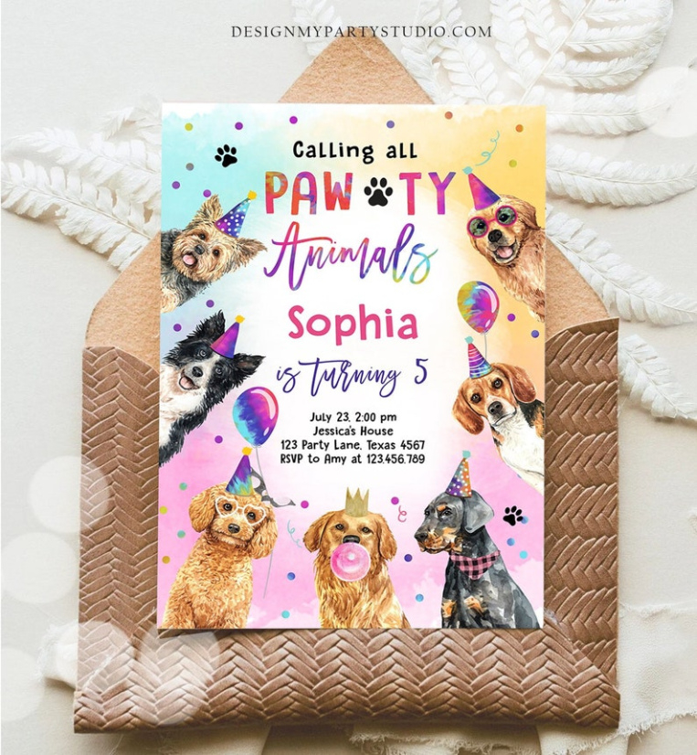 Editable Dog Birthday Party Invitation Template Word Sample