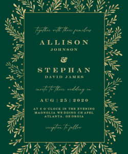 Emerald Green Wedding Invitation Template Doc