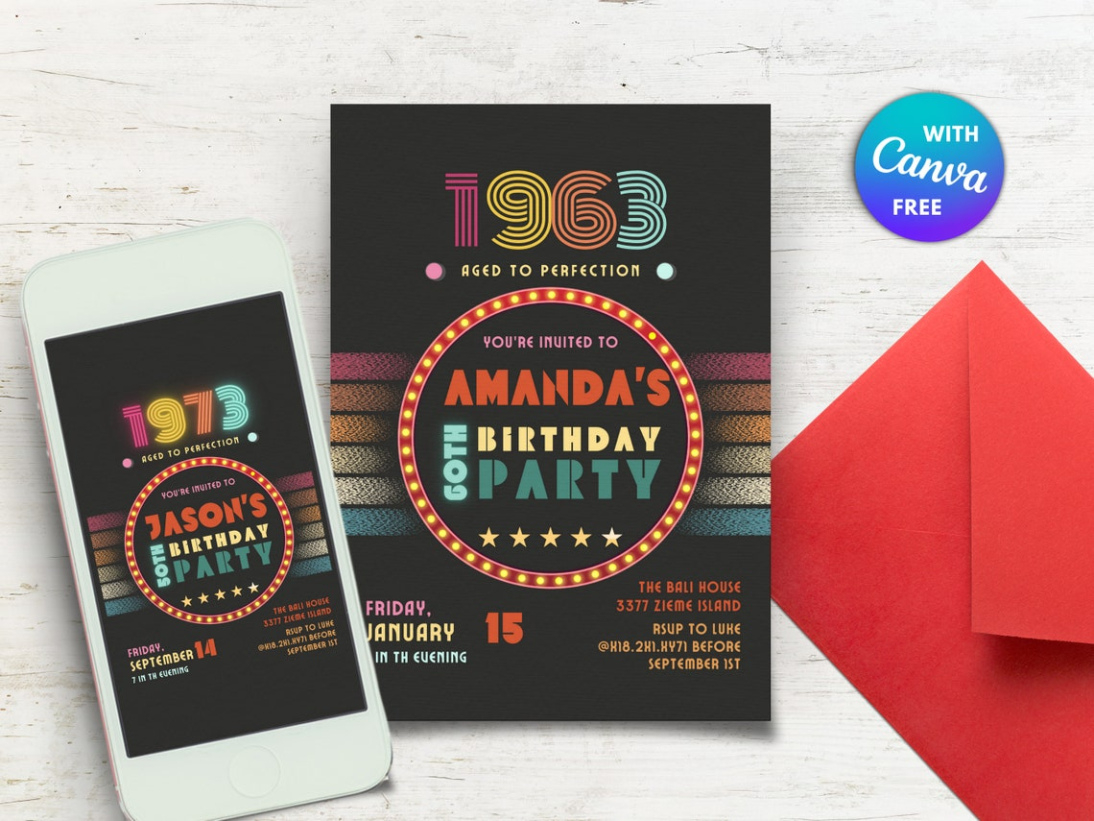 Free  70S Theme Party Invitations Template  Sample