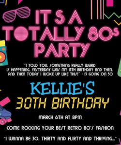 Free  80S Theme Party Invite Template Word