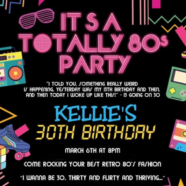 Free  80S Theme Party Invite Template Word