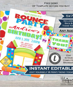 Free Custom Bounce House Party Invitation Template Pdf Sample