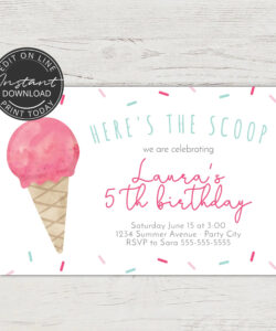 Free Custom Diy Ice Cream Invitation Template Word