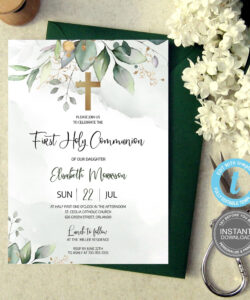 Free Custom First Holy Communion Invitation Template  Sample