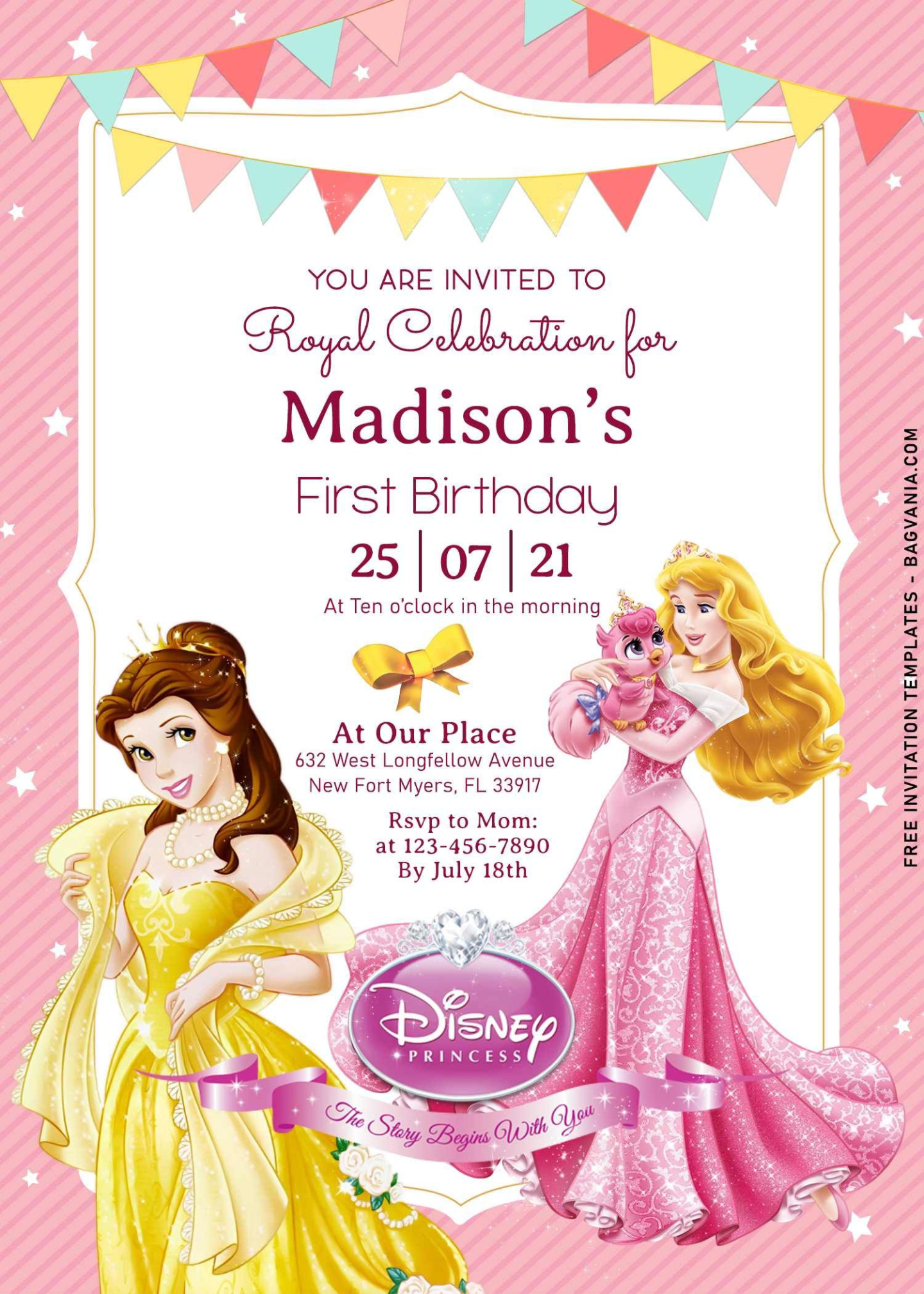 Free  Disney Princess Birthday Invitation Template Pdf