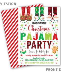 Free Editable Christmas Pajama Party Invitation Template  Sample