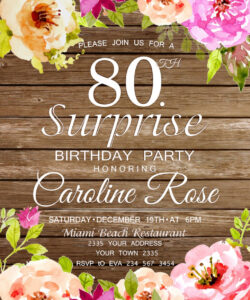 Free Printable 80Th Birthday Party Invitation Template Doc