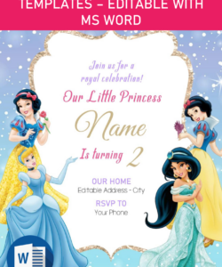 Free Printable Disney Princess Birthday Invitation Template  Sample