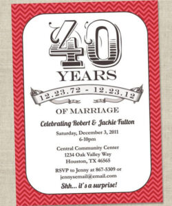 Printable 40Th Wedding Anniversary Invitations Template Pdf Sample