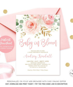 Printable Baby In Bloom Invitation Template  Sample