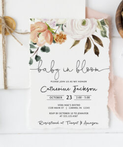 Printable Baby In Bloom Invitation Template Word