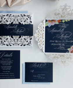 Printable Blue Floral Wedding Invitation Template Excel