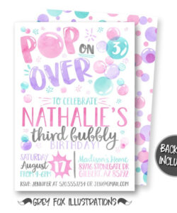 Printable Bubble Birthday Party Invitation Template Word Sample