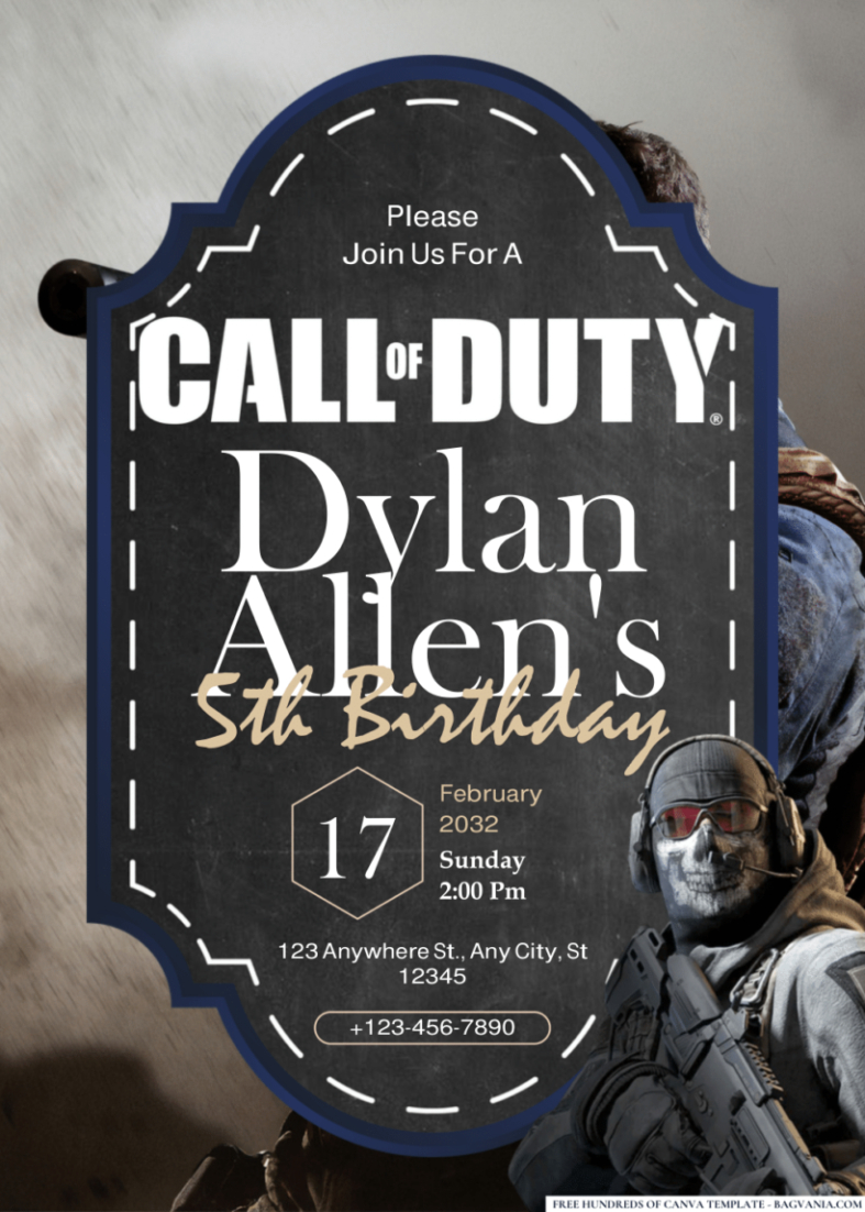 Printable Call Of Duty Birthday Invitation Template Pdf