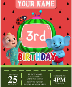 Printable Cartoon Birthday Invitation Card Template Doc