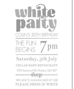 All White Party Invitations Template Excel