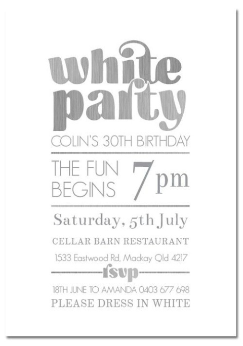 All White Party Invitations Template Excel