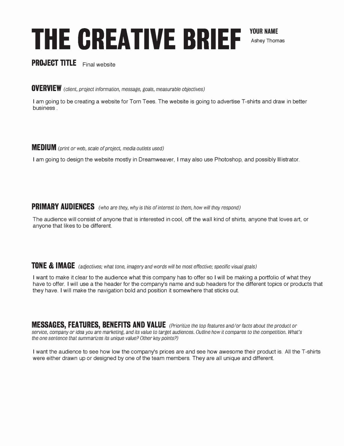 architecture design brief template doc sample