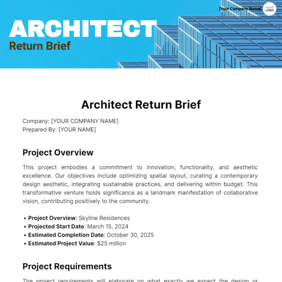 architecture design brief template word sample