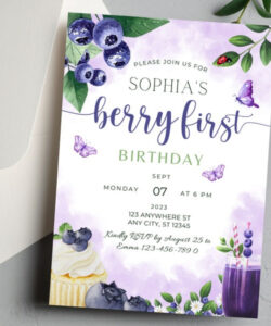 Berry First Birthday Invitation Template