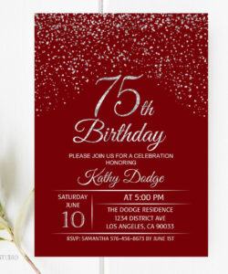 Blank 75Th Birthday Party Invitation Template Doc Sample