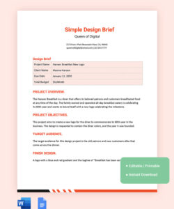 blank app development brief template word sample