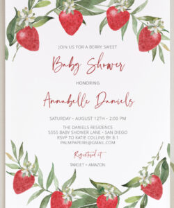 Blank Berry First Birthday Invitation Template Excel