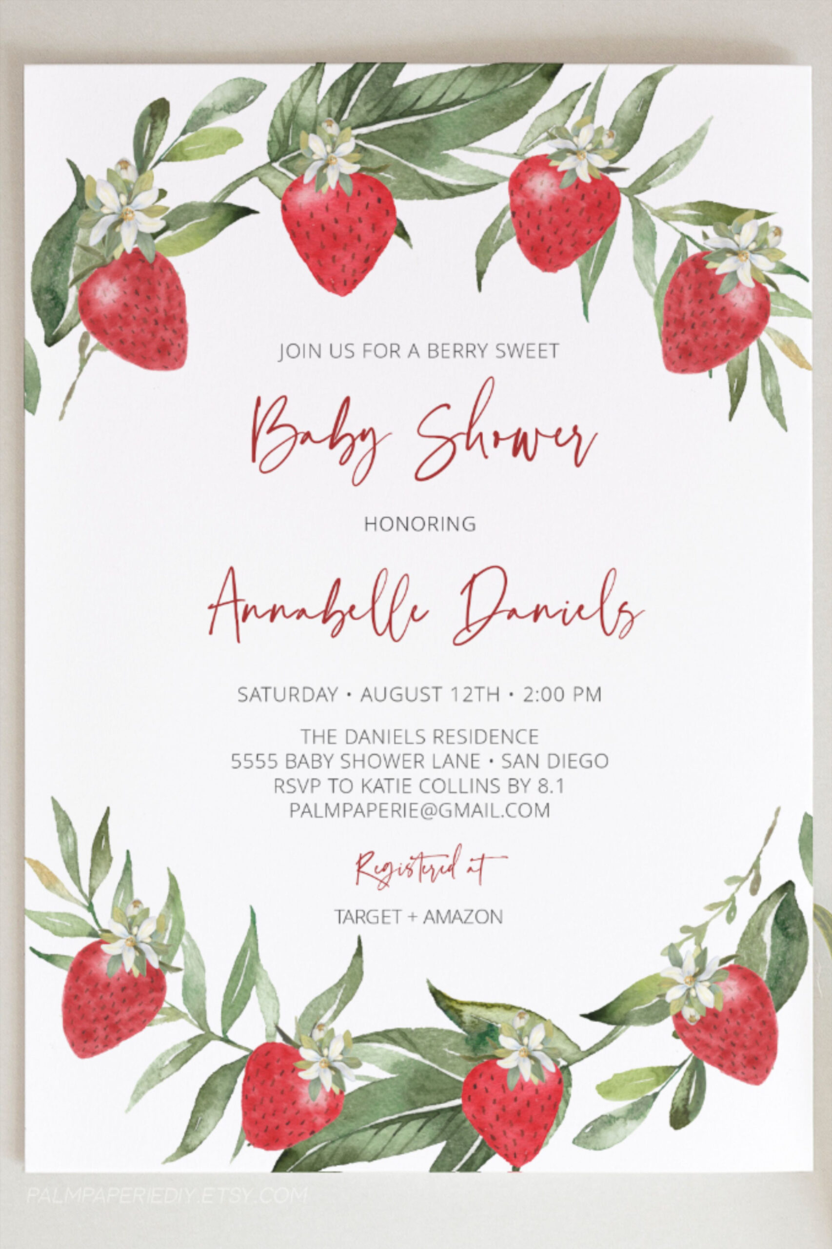 Blank Berry First Birthday Invitation Template Excel