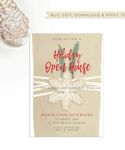 Blank Christmas Open House Invitations Template Word