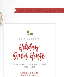 Blank Christmas Open House Invitations Template Word Sample