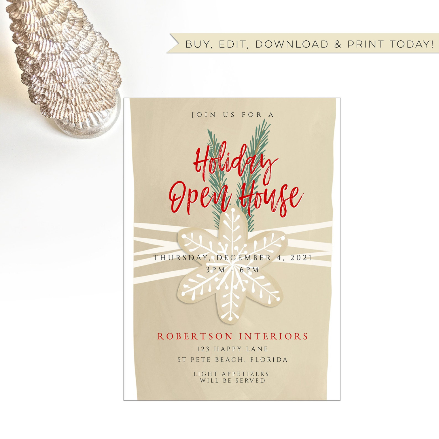 Blank Christmas Open House Invitations Template Word