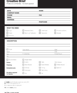 blank packaging creative brief template doc