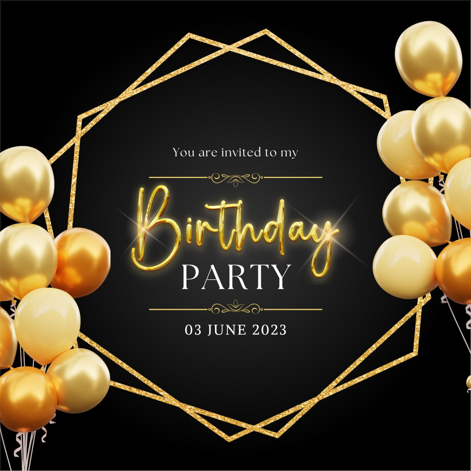 Custom Black And Silver Birthday Invitations Template Pdf