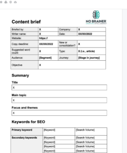 custom blog content brief template word sample