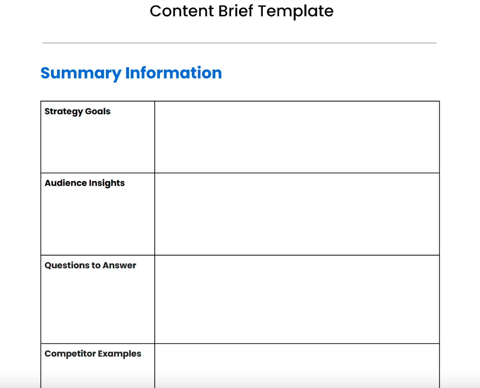 custom blog content brief template word