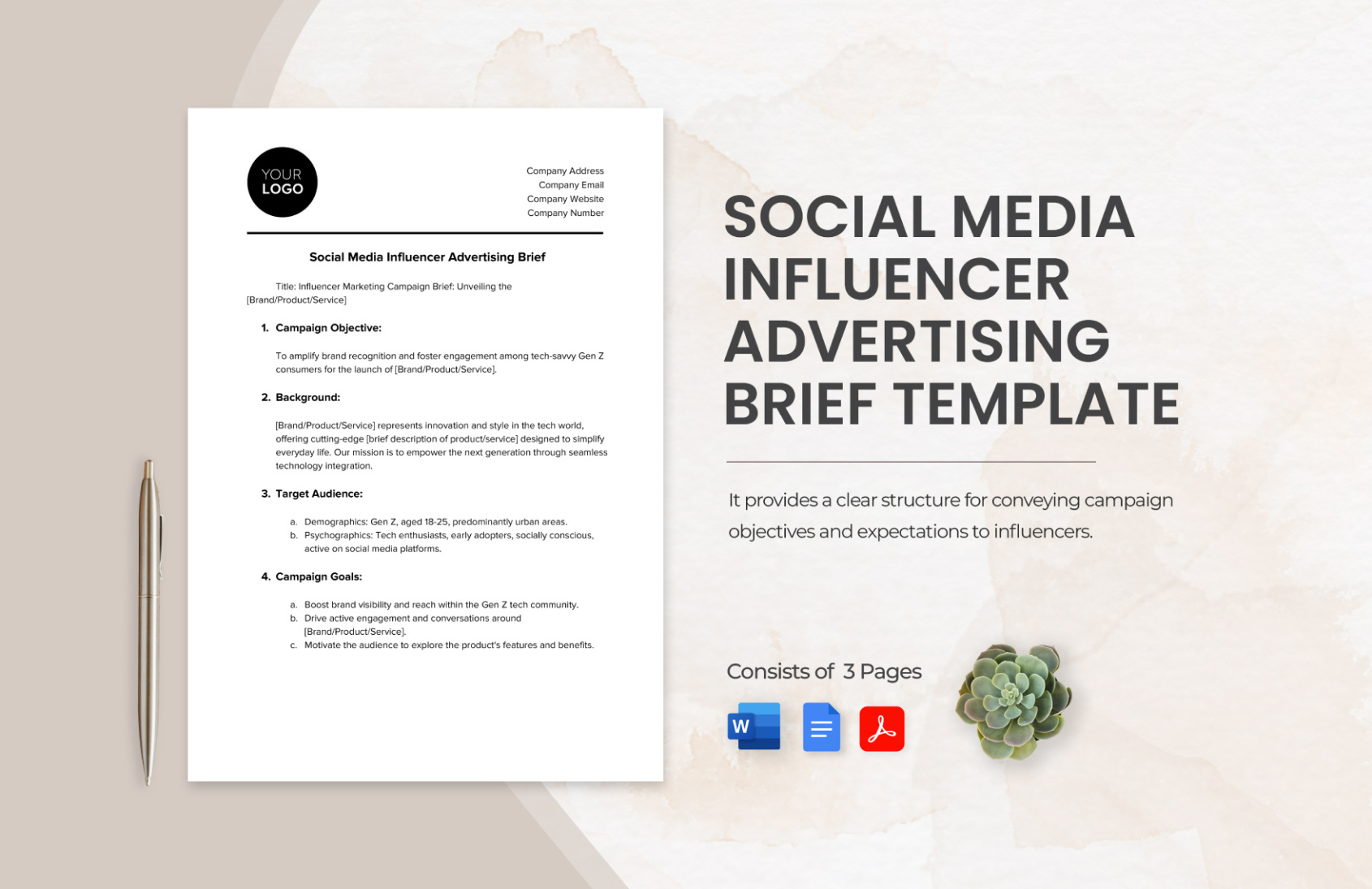 editable social media campaign brief template excel