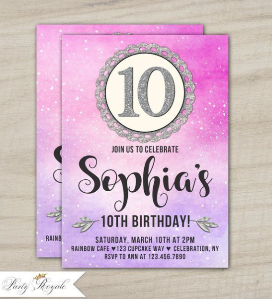 Free  10Th Birthday Party Invitation Template