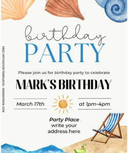 Free Blank Beach Theme Party Invitation Template  Sample