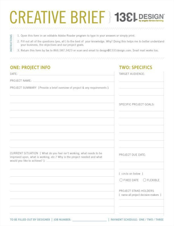 free custom interior design project brief template doc