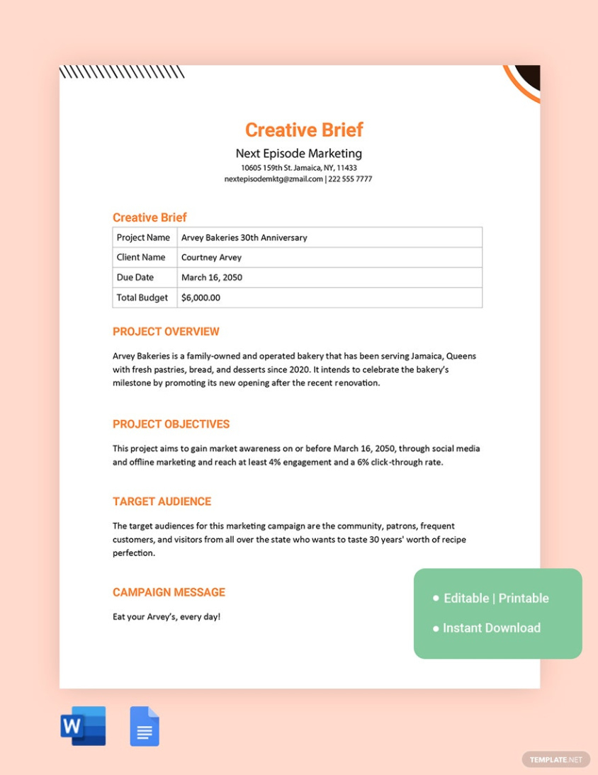 free custom paid media brief template pdf