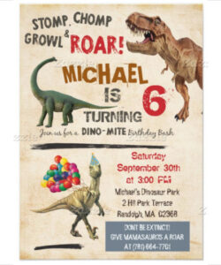 Free  Dinosaur Birthday Party Invitation Template Doc Sample