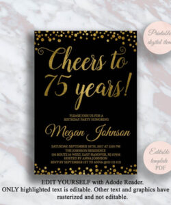 Free Editable 75Th Birthday Party Invitation Template Word Sample