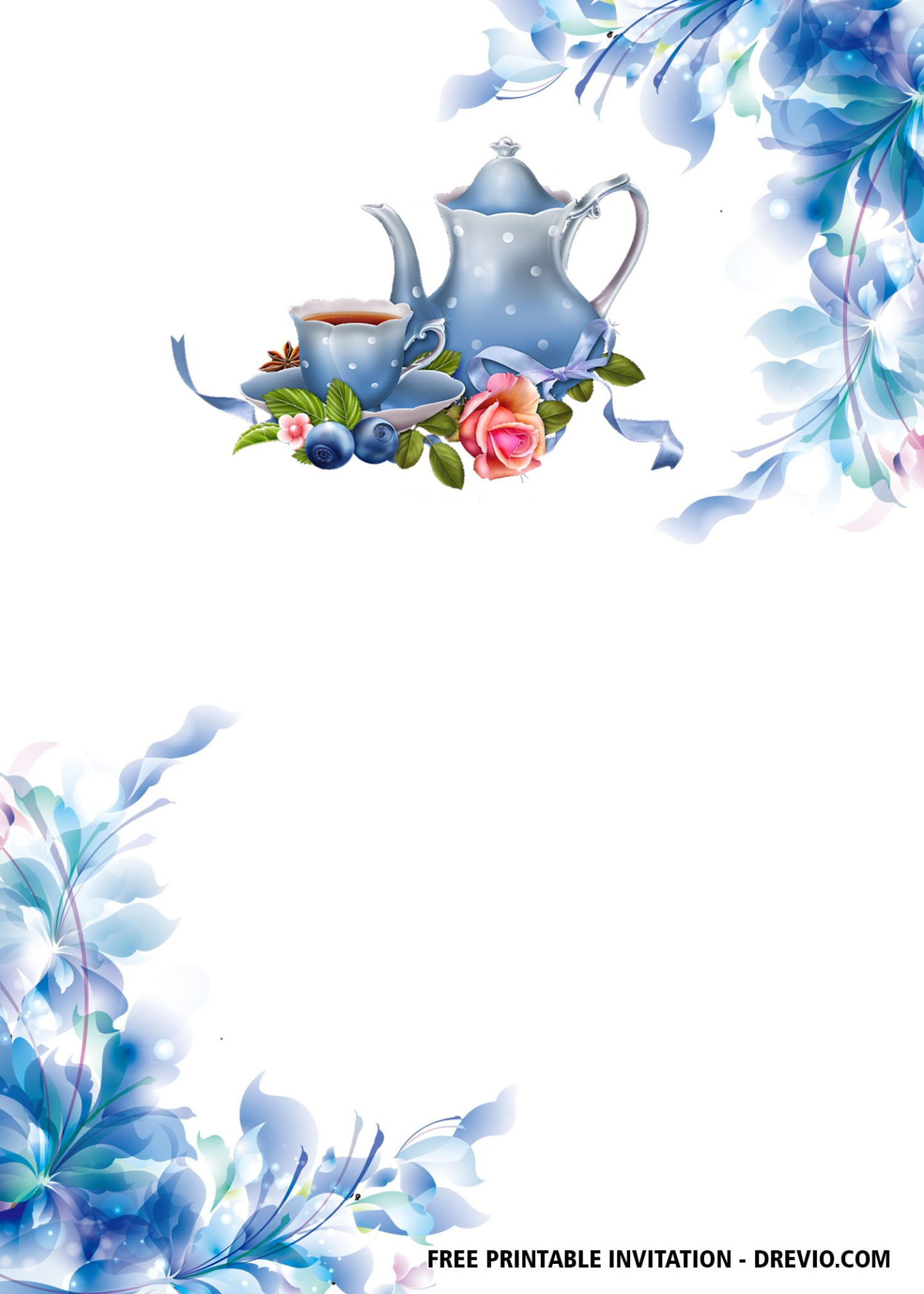 Free Editable Garden Tea Party Invitation Template  Sample