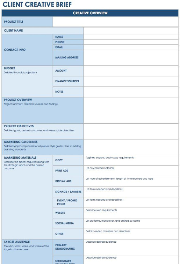 free editable graphic design project brief template doc sample