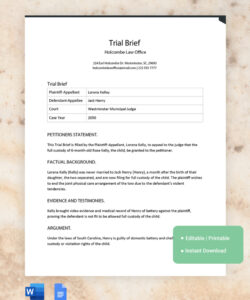 free editable post hearing arbitration brief template doc sample