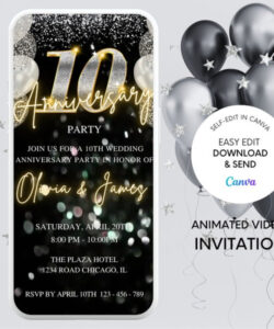 Free Printable 10Th Wedding Anniversary Invitation Template Word