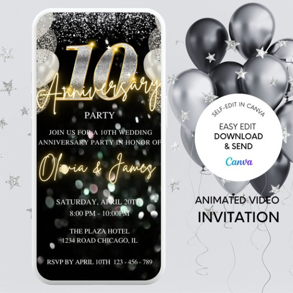 Free Printable 10Th Wedding Anniversary Invitation Template Word