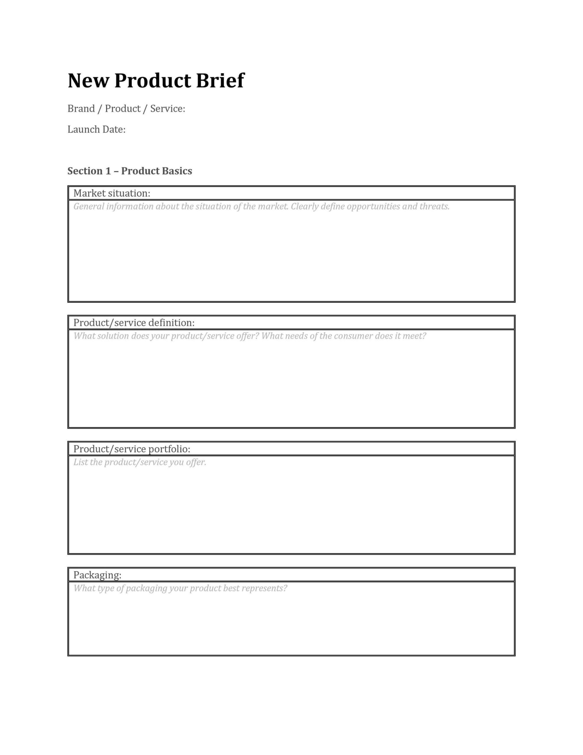 free  product design brief template doc sample