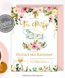 Garden Tea Party Invitation Template Excel