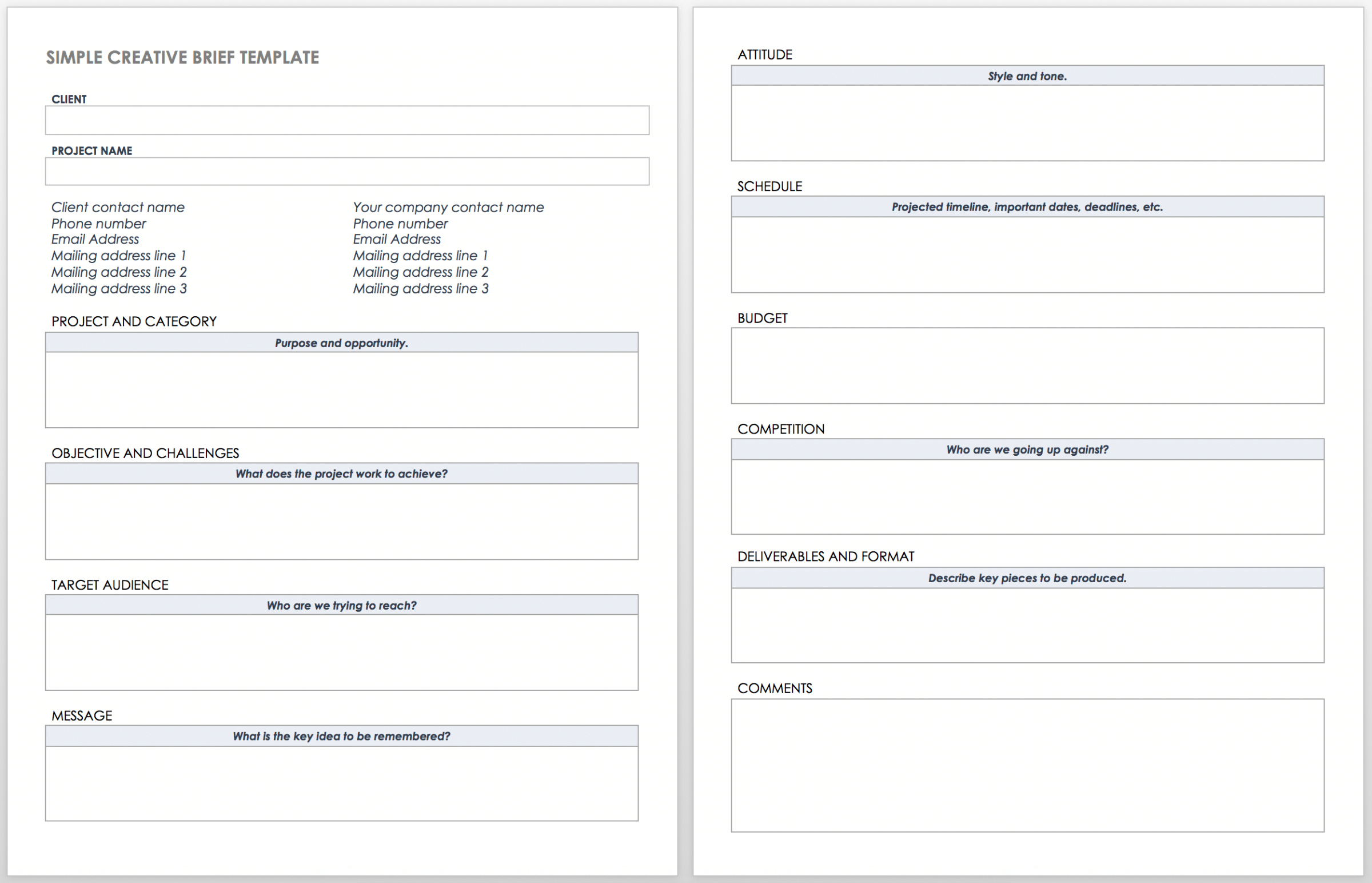 internal communications brief template word